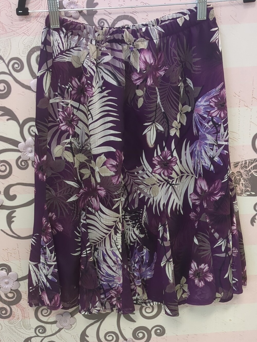 TanJay Purple Floral Midi Skirt
